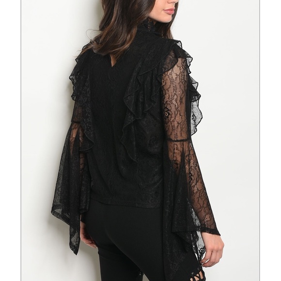 Victorian Style Black Lace Blouse - Picture 2 of 2